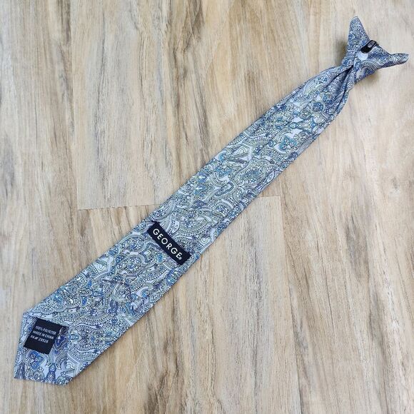 💜Gray & Blue Paisley Pre-Tied Clip-on Tie Youth XLarge - Picture 4 of 8